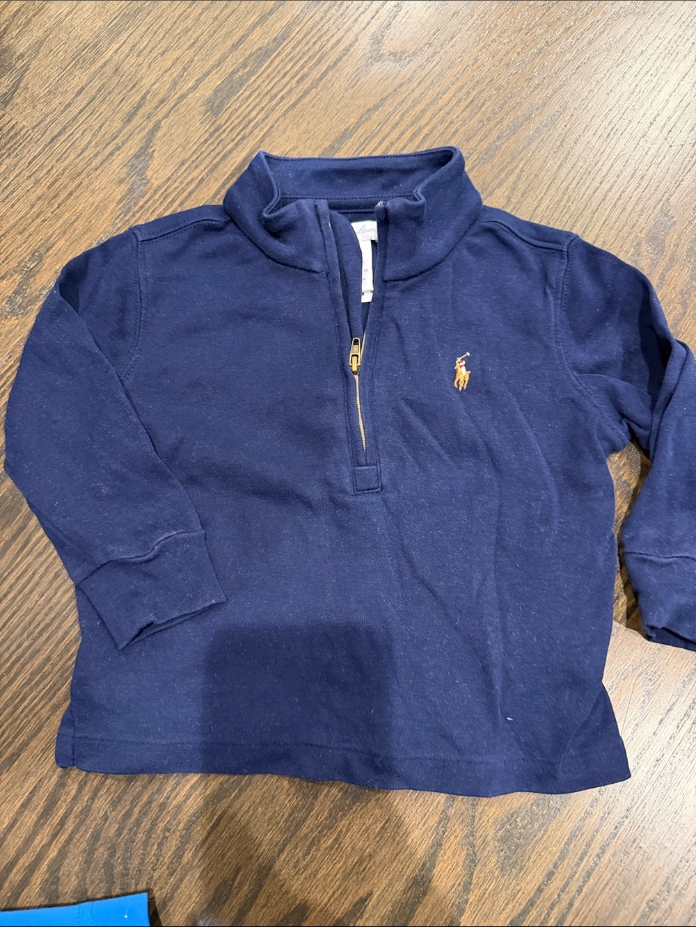 Ralph Lauren Navy Half-Zip Sweatshirt with Gold Pony